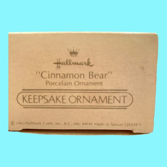 Vtg 1983 Very First Cinnamon Bear Porcelain Hallmark Christmas Ornament - Picture 9 of 9